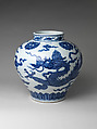 Jar with dragon, Porcelain painted with cobalt blue under transparent glaze (Jingdezhen ware), China