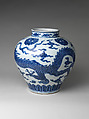 Jar with dragon, Porcelain painted with cobalt blue under transparent glaze (Jingdezhen ware), China