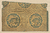 Textile with dragons and phoenixes, Silk and gold thread lampas, China
