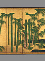 Bamboo Grove, Unidentified artist (Japanese), Pair of six-panel folding screens; ink, color, gold, and gold leaf on paper	, Japan