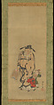 Old Man and Children, Meizhi, Hanging scroll; ink and color on silk, China