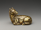 Paperweight in the form of a horse, Bronze with gold splashes, China