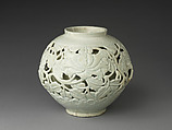 Openwork jar with peonies, Porcelain, Korea