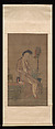 Beauty about to bathe, Unidentified artist  , Chinese, 18th century, Hanging scroll; ink and color on silk, China