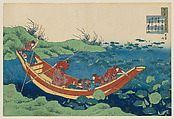 Poem by Funya no Asayasu, from the series One Hundred Poems Explained by a Nurse (Hyakunin isshu ubaga etoki), Katsushika Hokusai (Japanese, Tokyo (Edo) 1760–1849 Tokyo (Edo)), Woodblock print; ink and color on paper, Japan
