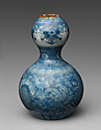 Small Gourd-Shaped Bottle, Porcelain decorated  with underglaze blue (Kyoto ware), Japan