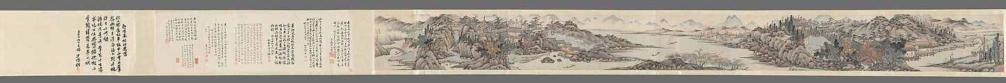 Landscape in the Style of Shen Zhou, Cai Jia (Chinese, 1686–1779), Handscroll; ink and color on paper, China