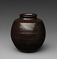 Tea Jar, Pottery partially covered with glaze (Seto ware), Japan
