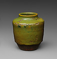 Tea Jar, Clay stained and covered with glaze (Kyoto ware), Japan