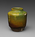 Tea Jar, Clay stained and covered with glaze (Kyoto ware), Japan