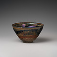 Teabowl, Clay covered with glaze (Seto ware), Japan