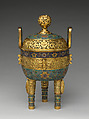 Tripod incense burner, Cloisonné enamel, gilt bronze, China