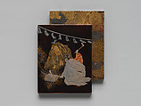 Incense Box with Scene from Noh Play Kokaji, Koma School (Japanese), Black lacquer with gold, silver, and red hiramaki-e and togidashimaki-e, Japan