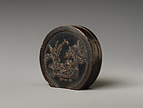 Round box and cover, Black lacquer, China