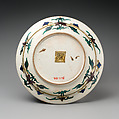 Plate, Pottery covered with glaze and enameled in five colors (Hizen ware, Kutani type), Japan