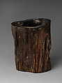 Brush pot in the shape of a tree trunk, Wood, China