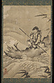 The Chinese Explorer Zhang Qian on a Raft, Maejima Sōyū (active mid-16th century), Hanging scroll; ink on paper, Japan