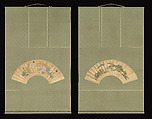 Spring Farming Scene, Katsushika Isai (Japanese, 1821–1880), Folding fan, remounted as a hanging scroll; ink and color on silk, Japan