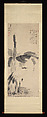 Crane Beneath a Banana Tree, Unidentified artist, Hanging scroll; ink and color on paper, China