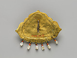 Woman’s Brooch with Monster Mask, Gilt silver, rubies, sapphires, emeralds, coral, pearls, mother-of-pearl, and turquoise, Nepal