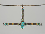 Belt with Attached Chain, Silver and gold, with turquoise and rubies, Tibet