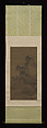 Evening bell from mist-shrouded temple (left); Autumn moon over Lake Dongting (right), Style of An Gyeon (Korean), Pair of hanging scrolls; ink on silk, Korea