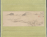 View of the Kamo River from Sanbogi at Dawn, Oda Kaisen (Japanese, 1785–1862), Hanging scroll; ink and color on paper, Japan