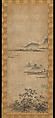 Eight Views of the Xiao and Xiang Rivers, One of a triptych of hanging scrolls; ink and color on paper, Japan