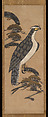 Ōtsu-e of Falcon on a Pine Tree, Hanging scroll; ink and color on paper, Japan
