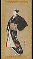 Standing Beauty, Kondo Katsunobu (Japanese, active 1716–1736), Hanging scroll; ink and color on paper, Japan