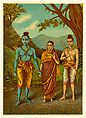Rama, Sita, and Lakshmana in Exile: Scene from the Ramayama, Chromolithographic print on paper, probably Germany for the Indian market