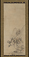 Chinese Woman in a Boat and Figures in Landscapes, Attributed to Kano Kōi (Japanese, died 1636), Triptych of hanging scrolls; ink and color on paper, Japan