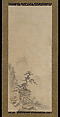 Chinese Woman in a Boat and Figures in Landscapes, Attributed to Kano Kōi (Japanese, died 1636), Triptych of hanging scrolls; ink and color on paper, Japan