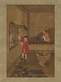 European Couple and Child Playing with Parrot, Unidentified artist Chinese, 18th century, Hanging scroll; ink and color on silk, China