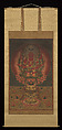 The Wisdom King Aizen (Aizen Myōō), Hanging scroll; ink, color, gold, and cut gold leaf (kirikane) on silk, Japan