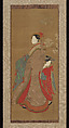 Courtesan and Attendant, Attributed to Chōbunsai Eishi (Japanese, 1756–1829), Hanging scroll; ink and color on paper, Japan