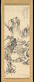Making Sencha by a Bamboo Grove and Stream, Nukina Kaioku (Japanese, 1778–1863), Hanging scroll; ink and color on satin, Japan