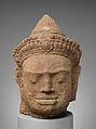 Head of a Deity(?), Red sandstone, Cambodia