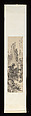 Listening to the Waterfall from a Moored Boat, in the manner of Wen Zhengming, Zhu Angzhi (Chinese, 1764–after 1841), Hanging scroll; ink on paper, China