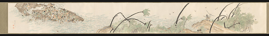 Emperor Jimmu ([Emperor Jimmu] Dwelt at the Kashihara Palace near Unebi and Ruled the Empire, Ōta Ten’yō  Japanese, Handscroll: ink and color on paper, Japan