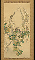 Plum Blossoms under the Moon at Dawn, Kawabata Gyokushō Japanese, Hanging scroll; ink and color on silk, Japan