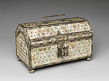 Bridal casket, Teak, mother-of-pearl veneer and painted interior with silver mounts, India, Gujarat, and Goa or Lisbon