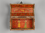 Bridal casket, Teak, mother-of-pearl veneer and painted interior with silver mounts, India, Gujarat, and Goa or Lisbon