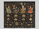 Hanging with the Three Stars, Silk and metal thread embroidery on silk satin, China