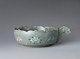 Cup with handle, Stoneware with inlaid and molded decoration under celadon glaze, Korea