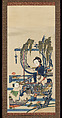 Boys Picking Lotus, Hanging scroll; woodblock print; ink on paper with additional hand coloring, China