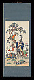 May You Soon Bear Noble Sons, Hanging scroll; woodblock print; ink on paper with additional hand coloring, China