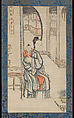 Mother and Child, Hanging scroll; woodblock print; ink on paper with additional hand coloring, China
