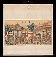 Picture of a Happy Family, Hanging scroll; woodblock print; ink on paper with additional hand coloring, China