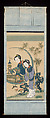 Two Beauties Enjoy a Butterfly, Hanging scroll; woodblock print; ink on paper with additional hand coloring, China